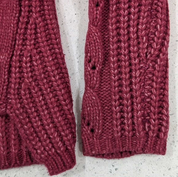 Anthropologie Ramona Cable-Knit Pullover Sweater Berry Alpaca Blend V-Neck XS - Picture 6 of 10